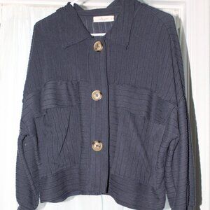 navy blue chunky cardigan sweater